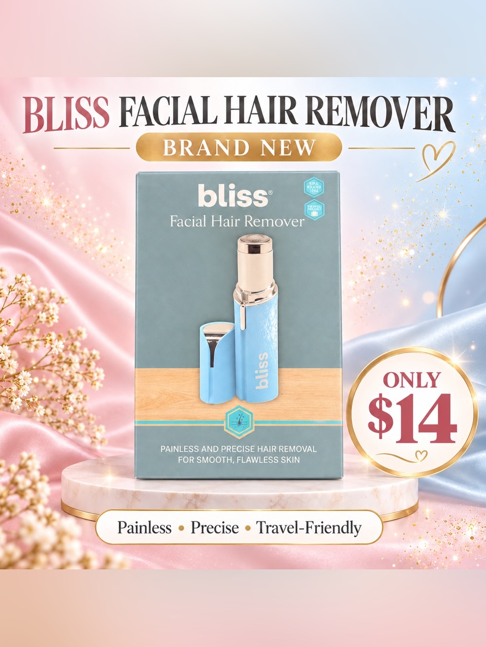 🩷 bliss Facial Hair Remover — Light Blue
